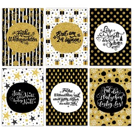 Set of 12 German-language Christmas postcards, lovingly designed postcards for Christmas, greeting cards set, Christmas postcard set