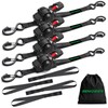 Retractable Ratchet Straps Heavy Duty with Soft Loops (4-Pack)