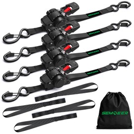 Retractable Ratchet Straps Heavy Duty with Soft Loops (4-Pack)