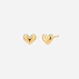 Gold&Deer 14K Goldfield Mini Plump Heart Earrings White Gold / 골드앤디어 14K 골드필드 미니 플럼프 하트 귀걸이 화이트골드