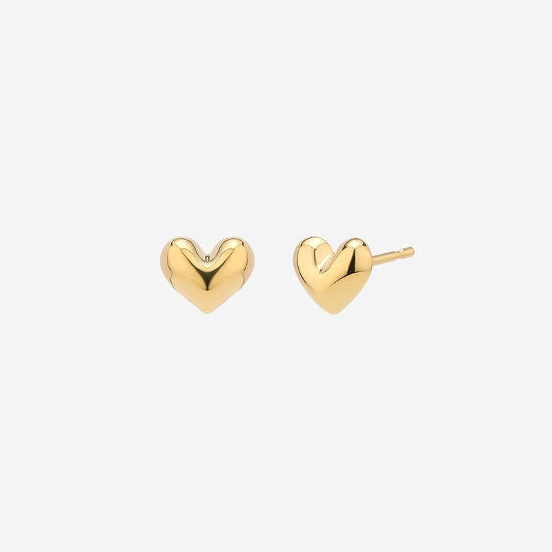 Gold&Deer 14K Goldfield Mini Plump Heart Earrings White Gold /