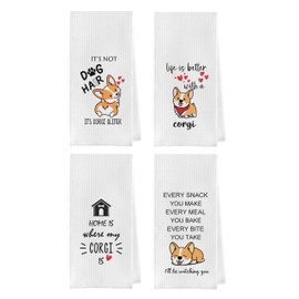Geqtt Corgi Gifts Dish Towels - Corgi Gifts Waffle Weave Kitchen Towels, Corgi Gifts Hand Towels, Corgi Gifts Tea Towels, Corgi Gifts for Corgi Lovers (16×24 Inches Set of 4)