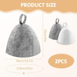 Sauna Hat and Sauna Hat Set for Men and Women, Reusable Felt Hat and Felt Cap, Water-Absorbent Bath Hat, Sauna Cap in Grey and White, Sauna Tub, Protection for Head and Ears