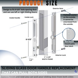 T-HAKEN Sliding Glass Door Set, 6-5/8", White - Patio Door Handle Replacement Thick Used on Both Left and Right-Handed. (No Keyed)