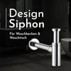 Design-siphon, chrome plated 1 1/4 ", round shape, brass