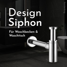 Design-siphon, chrome plated 1 1/4 ", round shape, brass