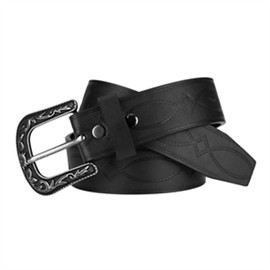 Wrangler Men's 38mm Boot Stitch Pattern with Floral Etched Buckle Belt (Black, 40)