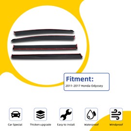 PLDDE 4pcs Smoke Tint with Chrome Trim Window Visors Compatible with 11-17 Honda Odyssey RL5 Outside Mount Tape On/Clip On Style PVC Sun Rain Guard Vent