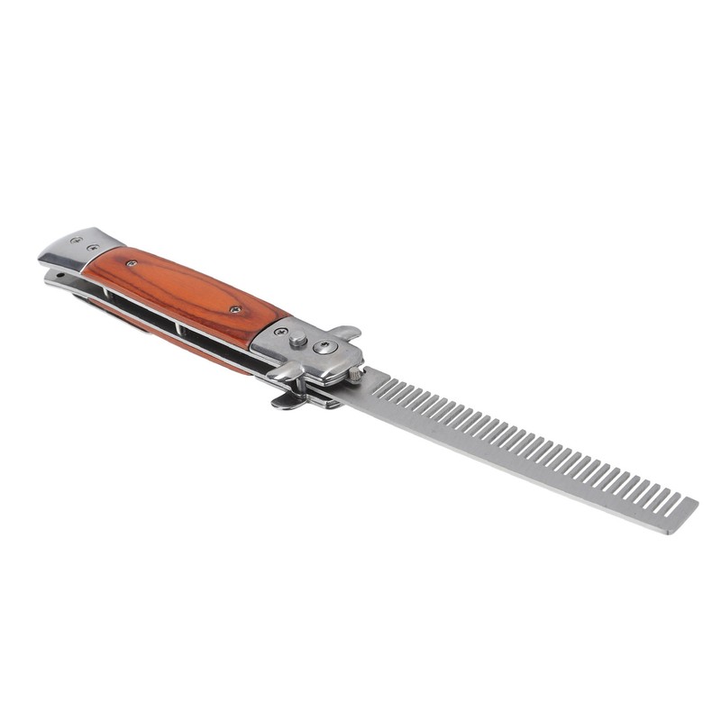 Switchblade Oil Hair Comb Stainless Steel Portable Automatic Spring Folding