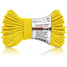 Ganzoo Paracord 550 Rope Yellow, 4 mm, Type 3, Nylon Polyester, Hybrid, Bracelet, Dog Lead, Dog Collar, Approx. 250 kg Breaking Load, Outdoor Rope, Camping Cord, All-Purpose Rope, 30 Metres