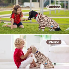 On The Roll， Stacked V-Neck Leopard Print Pullover Dog Sweater, Pet Dogs Sweaters, Knitted Dog Clothes, Pet Clothing, Suitable for All Seasons and Types of Dogs, (S