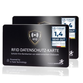 DEKRA + EMV Tested RFID Blocker Card 360° RFID Protection Interference Transmitter Electronics - NFC Blocker Card - Protective Card for Wallet Large - Protection Card Against Data Theft - RFID Blocker