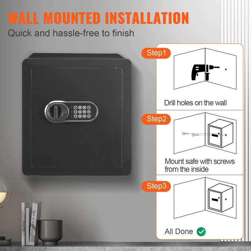 1.8 Cubic Feet Steel Security Safe Digital Keypad with 2