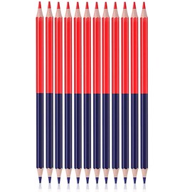 Ncheli 12 pcs red and blue pencil, double head school drawing pencil, double ended coloured pencils for drawing colouring card, marking, test scoring supplies