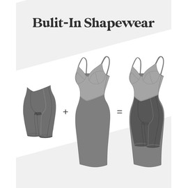 Popilush Lace Midi Dress Shapewear Dresses for Women V-Neck Slip Adjustable Straps Bodycon Slip with Underwire Black