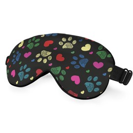 NOHSHE Paw Hearts Print Sleep Eye Mask Colorful Love Pet Footprints Black Silk Eye Mask Sleeping Soft Eye Shade Cover for Men Women Boy Girl Airplane Travel with Elastic Strap