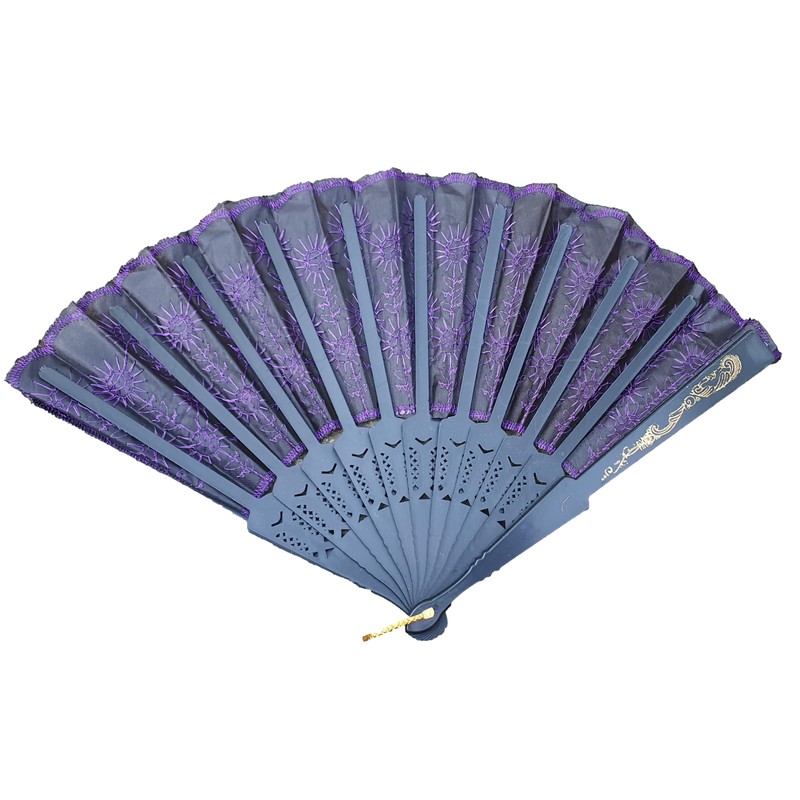 Fat-catz-copy-catz Purple Sequins Spanish Peacock Portable Foldable Hand Fan for