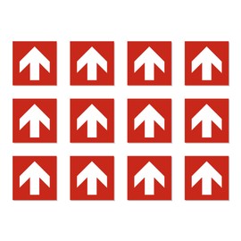 Direction arrow fire protection sign: top, bottom, right, left - DIN EN ISO 7010 / ASR A1.3 - sticker: 2.5 cm, pack of 12