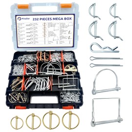 232 Pcs Silver Trailer Hitch Pins and Clips Set – Includes Trailer Pins, Lynch Pins, Straight & R Clip Cotter Pins, Shaft Locking Coupler Pins for Tractors, Trucks, Lawn Mowers