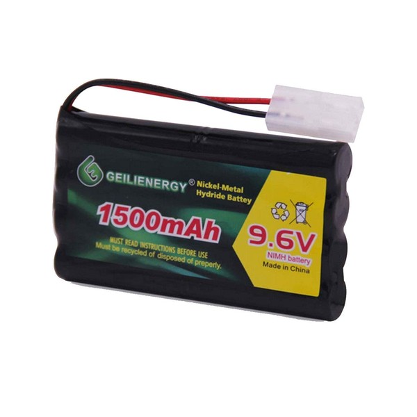 GEILIENERGY NiMH Battery Pack 9.6V 1500mAh High Capacity Rechargeable RC Battery with Standard Tamiya Connector for RC Car, Robots and OTC Genisys 239180 & EVO Scan Scanner(1 Pack)