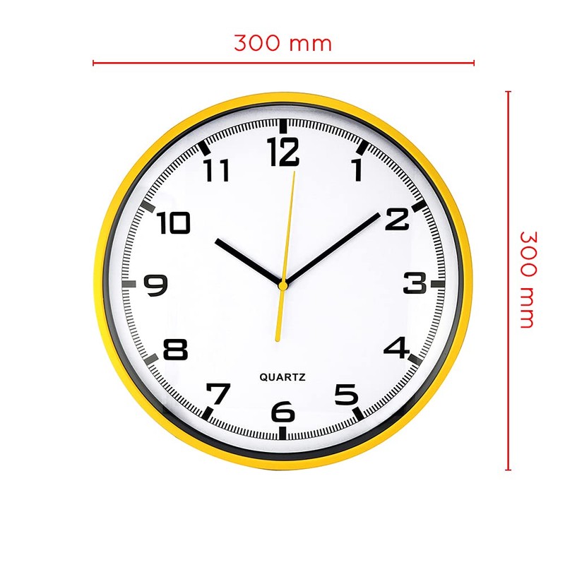MPM Plastic Wall Clock, Yellow, 305 x 305 x 30