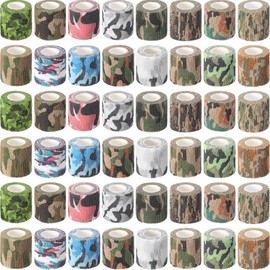 Treela 48 Pack Self Adhesive Wrap Bandage Bulk, 2 Inches x 5 Yards Self Adherent Cohesive Bandage Elastic Athletic Tape Breathable Wound Tape for Stretch Athletic Sports Wrist Ankle(Multi Camo)