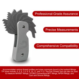Fire Thread Tool - Hydrant Fitting Thread Gauge Tool for NH/NST, NPT Taper +More