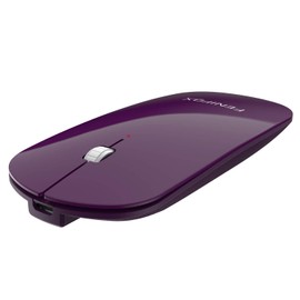 FENIFOX Bluetooth Mouse Slim, Whisper-Quiet Mini Flat Portable Mobile Mice Rechargeable Compatible with Laptop,PC,Android Windows Tablet (Purple)