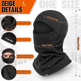 Aczyqws Balaclava Breathable Winter Face Cover Fleece Thermal Ski Mask Windproof Warm Motorcycle Cycling Hat for Men and Women Black