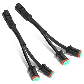 DUSCOKE 2PCS 2Pin Deutsch DT DTP Adapters Connectors Splitters - Universal Plug and Play Y-Shape Wiring Harness Splitters Waterproof for LED Cubes Work Light LED Light Bar Pod Fog Driving Lights