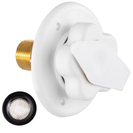 RecPro RV White City Water Fill Inlet Flange Brass with Check Valve | Made in America (No Hose Elbow)