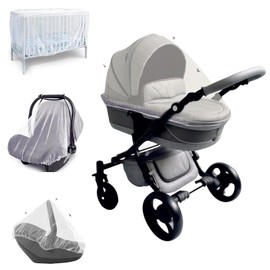 Mosquito Net Universal Pushchair Large for Egg Trolley, Cradle, Pram and Travel Cot, Protection Against Insects, Mosquitoes, Transparent, Rigid, Lightweight for Toddlers, Space 150 x 150