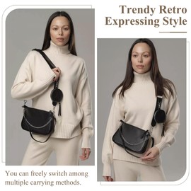 Mabecol Women's Shoulder Bag 2-in-1 with Removable Mini Purse, Elegant Shoulder Bag & Crossbody Bag Made of High-Quality PU Leather, Adjustable Strap, Perfect for Everyday Use, Travel & Work, black