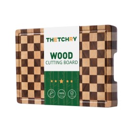 Thetchry End Grain Cutting Boards for Kitchen, Wooden Cutting Board, Acacia Wood Chopp