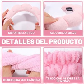 Absorbentes Diadema de Maquillaje, 16 Pcs Diademas Skincare, Lazos de Pelo de Algodón con 1 Pare Munequeras para Lavado de Cara y 3 Pinzas para El Cab