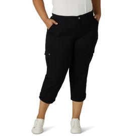 Lee Women's Plus Size Ultra Lux Comfort with Flex-To-Go Cargo Capri Pant Black 16 Plus