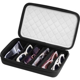 ProCase 7 Slots Glasses Case Glasses Storage for Multiple Glasses Sunglasses Holder Sunglasses Organiser for up to 7 Glasses Glasses Holder Glasses Carry Bag for Men Women – Grey