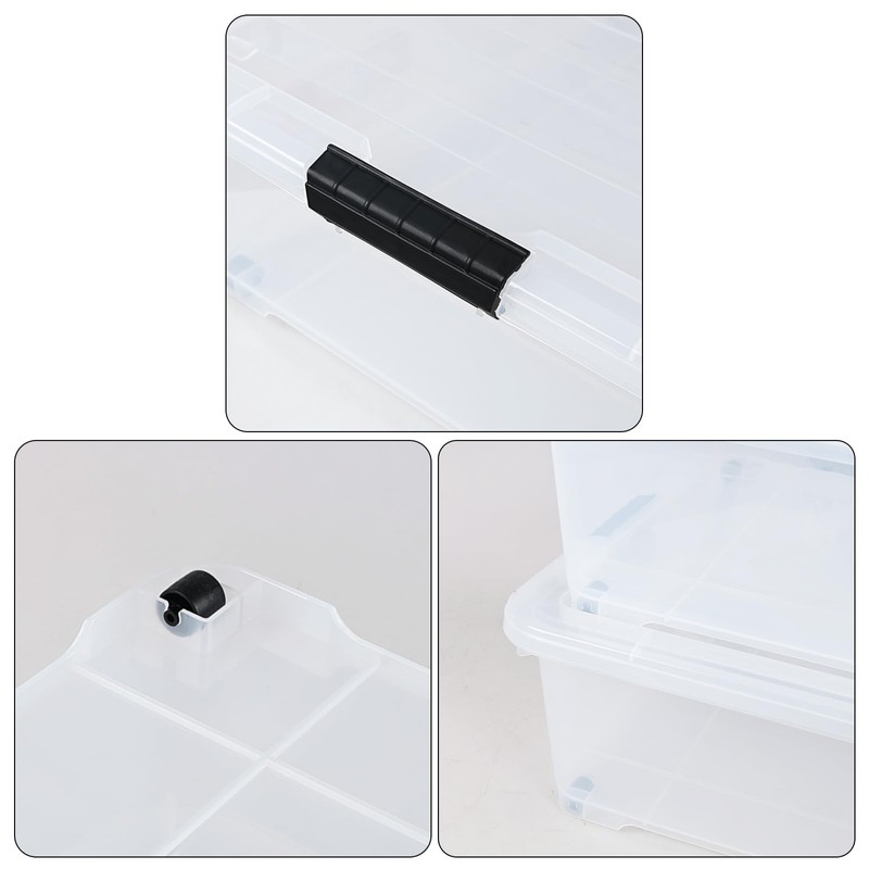 Dehouse 50 L Large Plastic Under Bed Storage Containers, Clear