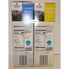 Deutsche Kuche Shortbread Cookies Coconut & Vanilla Spritz 10.6oz 300g (Two Boxes)