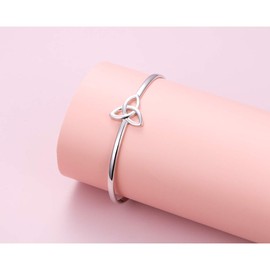 DAOCHONG 925 Sterling Silver Good Luck Irish Jewellery Celtic Knot Bracelet for Women, Sterling Silver, No gemstone