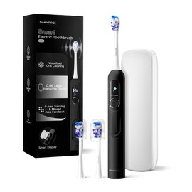 SakyProral Electric Toothbrush G5S | 79000 High Speed, Visualized Oral Cleaning, 150 Days Battery - Color: Black ( 2 brush heads）