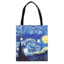 The Starry Night Canvas Tote Bag Large Women Casual Shoulder Bag Handbag,Large Women Casual Shoulder Bag Handbag Shopping Grocery Canvas Bag, Oil Painting Reusable Multipurpose Tote Bag for Outdoors