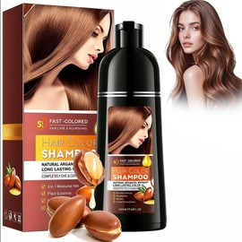 500 ml Chestnut Brown Hair Colour Shampoo, 4-in-1 Hair Dye Shampoo & Hair Dye Shampoo for Grey Hair Covering, Natural Colour Shampoo Brown for Men & Women, Care & Grey Coverage