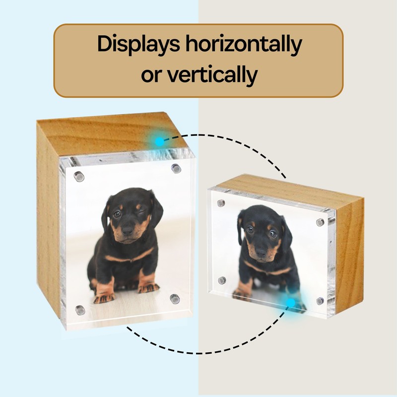 Natural Wood Back Magnet Frame by Canetti-2.5x3.5 inch