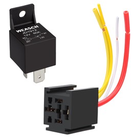 Weasch 12V JD1912 80A Heavy Duty Relay with Harness, 4-Pin SPST Normally Open, 4 Wire Automotive Relay Model, for Automotive Car Marine Boat (1)