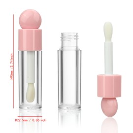 COSIDEA 16pcs 6ml 0.2oz Round Pink Large doe foot wand lip gloss tube for DIY Flat shape lipgloss tubes with thick brush bulk wholesale