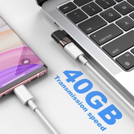 MOGOOD USB C 90 Degree Adapter, USB C Extender Right Angle, 40Gbps High Speed Transmission, 100W/5A Rapid Charge, 8K@60Hz Video Output, 2 Different Types for Steam Deck, Switch, Laptop, Cell Phone,