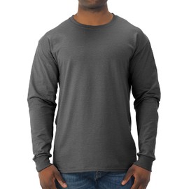 Jerzees Men's Dri-Power Cotton Blend Long Sleeve Tees, Moisture Wicking, Odor Protection, UPF 30+, Sizes S-3X, Black Heather, Small