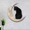 Metal Black Cat Moon Hanging Sign Cat On The Moon