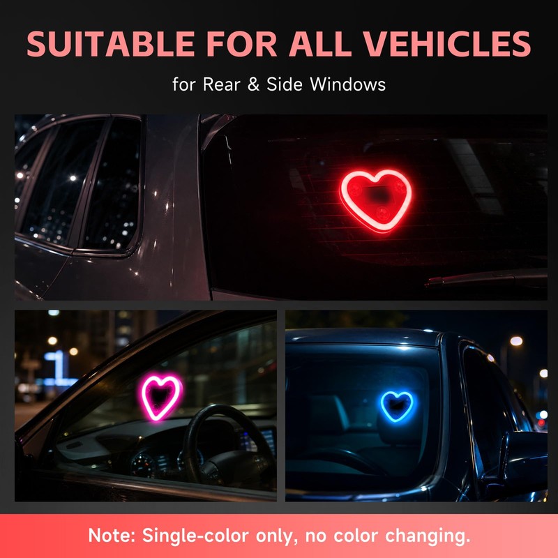 DICIMITH Solar Power Heart Light for Car, 1PCS